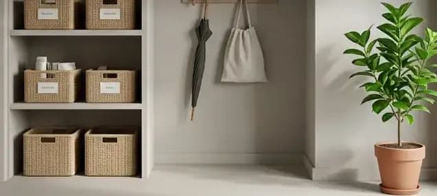 Minimalist shelf with a green plant